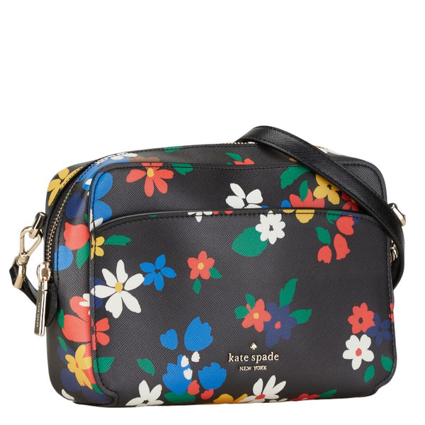 ケイトスペード ローリン セーリング フローラル ショルダーバッグ ブラック マルチカラー PVC レザー レディース Kate Spade 【中古】