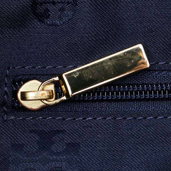 トリーバーチ ロゴ トートバッグ ネイビー ナイロン エナメル レディース Tory Burch 【中古】