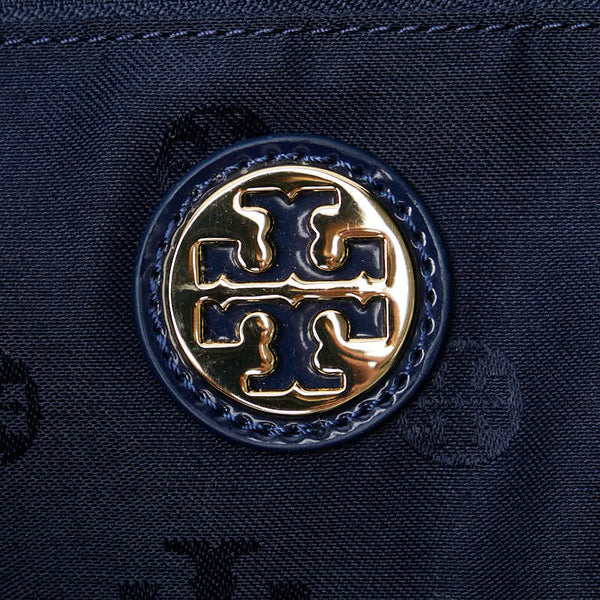 トリーバーチ ロゴ トートバッグ ネイビー ナイロン エナメル レディース Tory Burch 【中古】