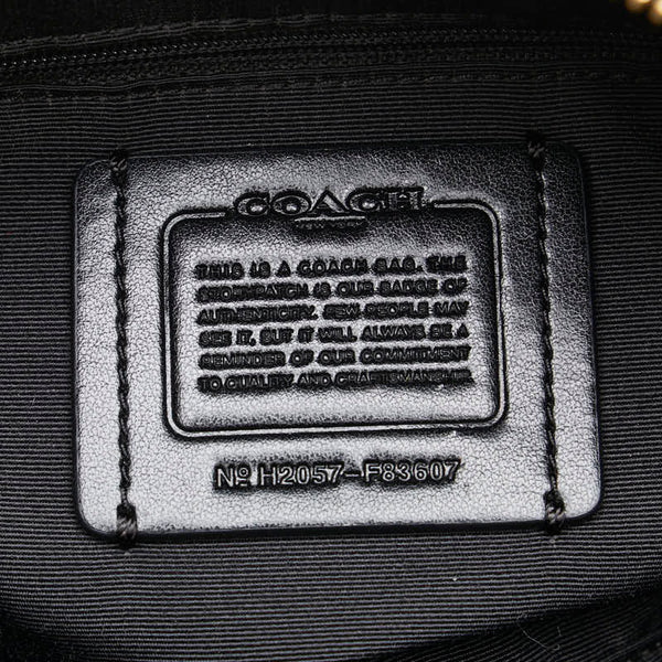 コーチ シグネチャー ハンドバッグ ミニボストンバッグ F83607 ブラウン ブラック PVC レザー レディース COACH 【中古】