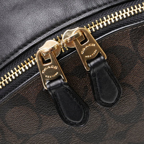 コーチ シグネチャー リュック バックパック F58314 ブラック ブラウン PVC レザー レディース COACH 【中古】