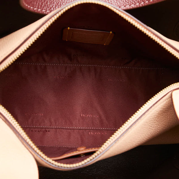 コーチ ハドリーホーボー  ハンドバッグ サーモンピンク パープル レザー レディース COACH 【中古】