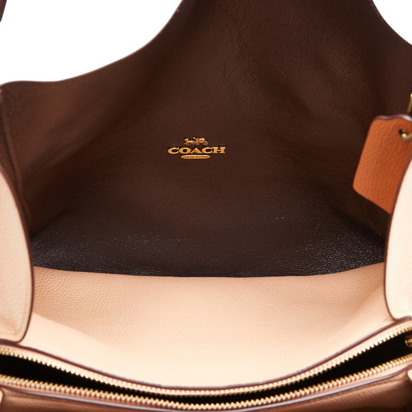 コーチ ハドリーホーボー  ハンドバッグ サーモンピンク パープル レザー レディース COACH 【中古】