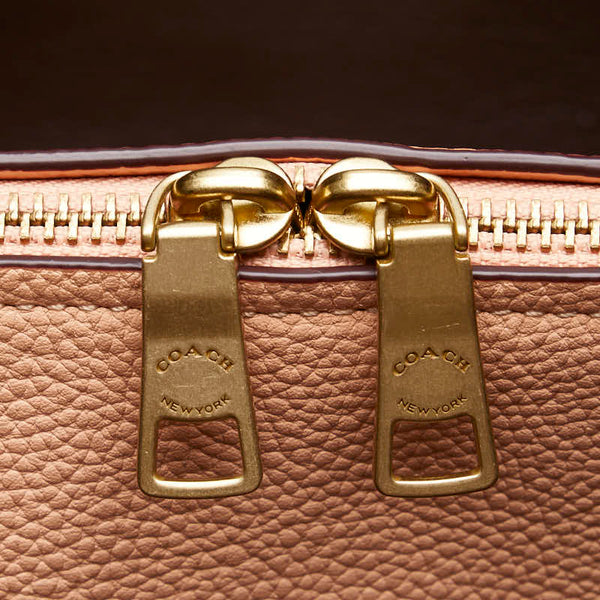 コーチ ハドリーホーボー  ハンドバッグ サーモンピンク パープル レザー レディース COACH 【中古】