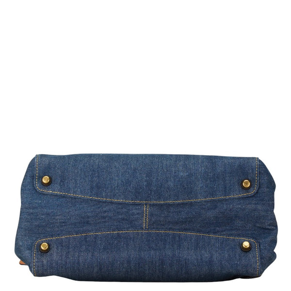 コーチ ハドリーホーボー 日本限定 ハンドバッグ トートバッグ CA834 ブルー デニム レザー レディース COACH 【中古】