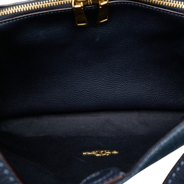 コーチ ハドリーホーボー 日本限定 ハンドバッグ トートバッグ CA834 ブルー デニム レザー レディース COACH 【中古】