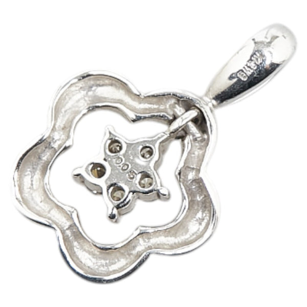 K14WG ホワイトゴールド ダイヤ0.05ct フラワー スター モチーフ ペンダントトップ レディース 【中古】