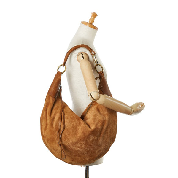 グッチ ワンショルダーバッグ 95332 ブラウン レザー スエード レディース GUCCI 【中古】