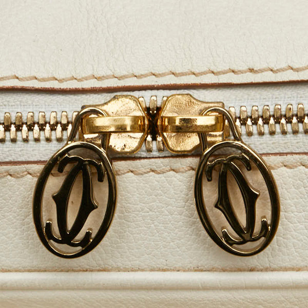 カルティエ マルチェロ ドゥ カルティエ ハンドバッグ ショルダーバッグ 2WAY ホワイト レザー レディース CARTIER 【中古】