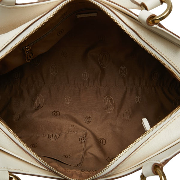 カルティエ マルチェロ ドゥ カルティエ ハンドバッグ ショルダーバッグ 2WAY ホワイト レザー レディース CARTIER 【中古】