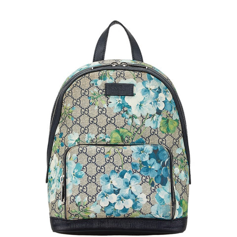 グッチ GGブルームス リュック バックパック 546327 ベージュ ネイビー PVC レザー レディース GUCCI 【中古】