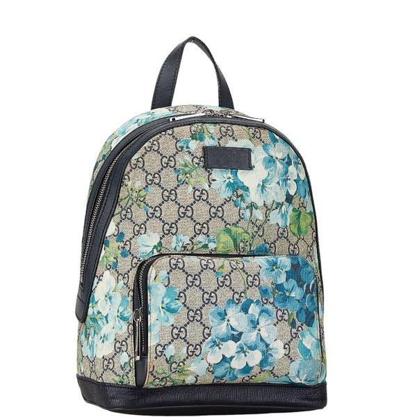 グッチ GGブルームス リュック バックパック 546327 ベージュ ネイビー PVC レザー レディース GUCCI 【中古】