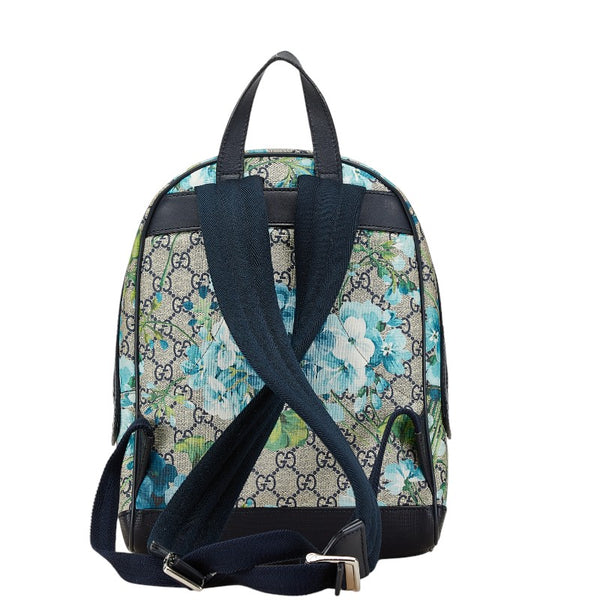 グッチ GGブルームス リュック バックパック 546327 ベージュ ネイビー PVC レザー レディース GUCCI 【中古】