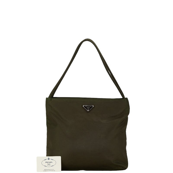プラダ 三角ロゴプレート ハンドバッグ トートバッグ グリーン ナイロン レディース PRADA 【中古】