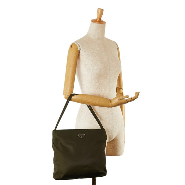 プラダ 三角ロゴプレート ハンドバッグ トートバッグ グリーン ナイロン レディース PRADA 【中古】