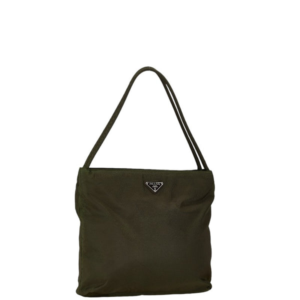 プラダ 三角ロゴプレート ハンドバッグ トートバッグ グリーン ナイロン レディース PRADA 【中古】