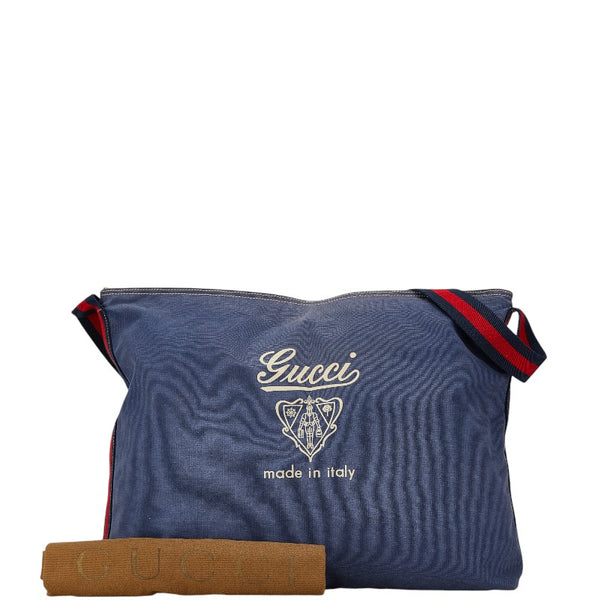 グッチ ロゴ ワンショルダーバッグ 189674 ネイビー レッド キャンバス レディース GUCCI 【中古】