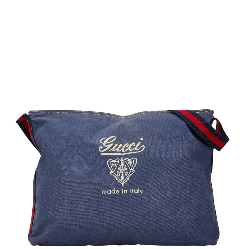 グッチ ロゴ ワンショルダーバッグ 189674 ネイビー レッド キャンバス レディース GUCCI 【中古】