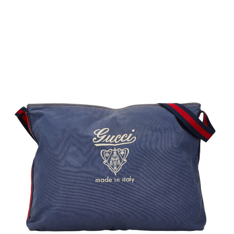 グッチ ロゴ ワンショルダーバッグ 189674 ネイビー レッド キャンバス レディース GUCCI 【中古】