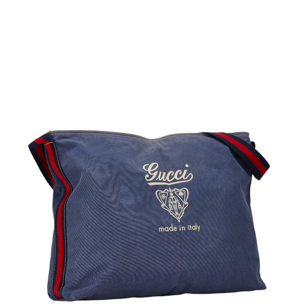 グッチ ロゴ ワンショルダーバッグ 189674 ネイビー レッド キャンバス レディース GUCCI 【中古】