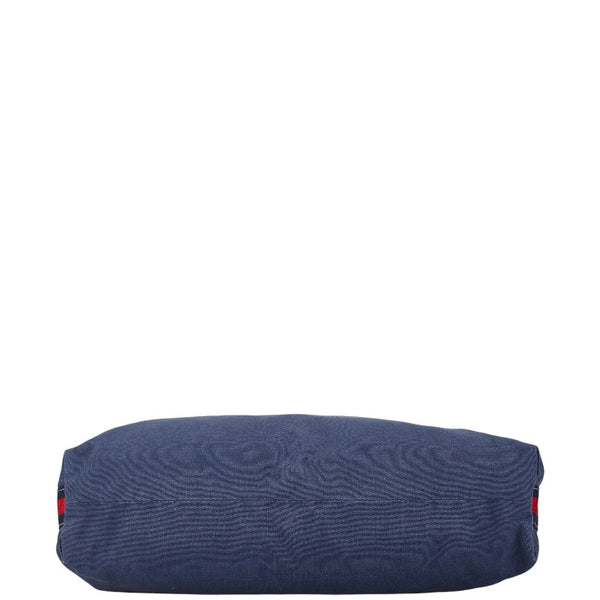 グッチ ロゴ ワンショルダーバッグ 189674 ネイビー レッド キャンバス レディース GUCCI 【中古】