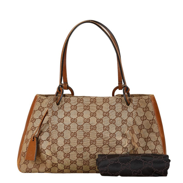 グッチ GGキャンバス ショルダーバッグ 94898 002058 ベージュ ブラウン キャンバス レザー レディース GUCCI 【中古】