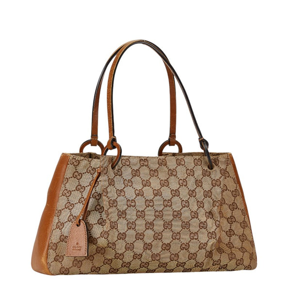 グッチ GGキャンバス ショルダーバッグ 94898 002058 ベージュ ブラウン キャンバス レザー レディース GUCCI 【中古】