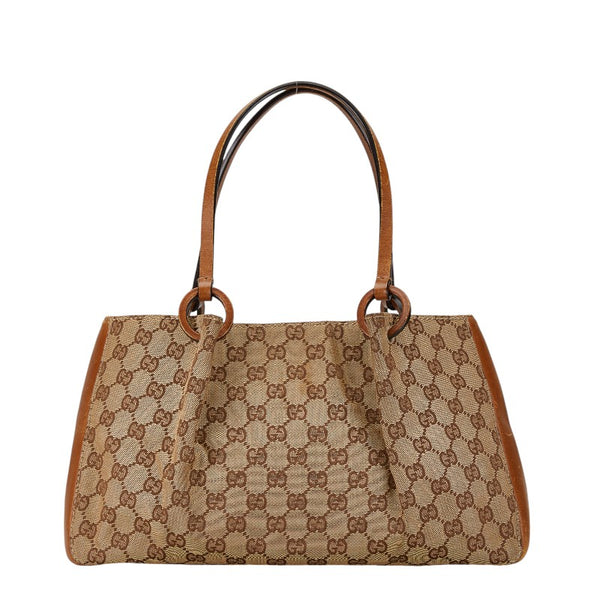グッチ GGキャンバス ショルダーバッグ 94898 002058 ベージュ ブラウン キャンバス レザー レディース GUCCI 【中古】