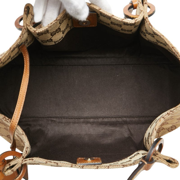 グッチ GGキャンバス ショルダーバッグ 94898 002058 ベージュ ブラウン キャンバス レザー レディース GUCCI 【中古】