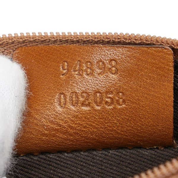 グッチ GGキャンバス ショルダーバッグ 94898 002058 ベージュ ブラウン キャンバス レザー レディース GUCCI 【中古】