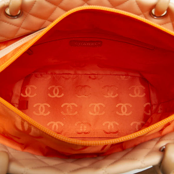 シャネル カンボンライン ラージ トートバッグ A25169 ベージュ ラムスキン レディース CHANEL 【中古】