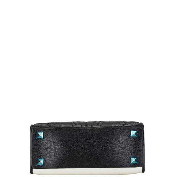 サルヴァトーレフェラガモ ガンチーニ アイコニック ハンドバッグ トートバッグ ブラック ホワイト レザー レディース Salvatore Ferragamo 【中古】