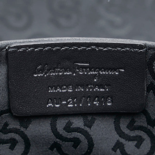 サルヴァトーレフェラガモ ガンチーニ アイコニック ハンドバッグ トートバッグ ブラック ホワイト レザー レディース Salvatore Ferragamo 【中古】