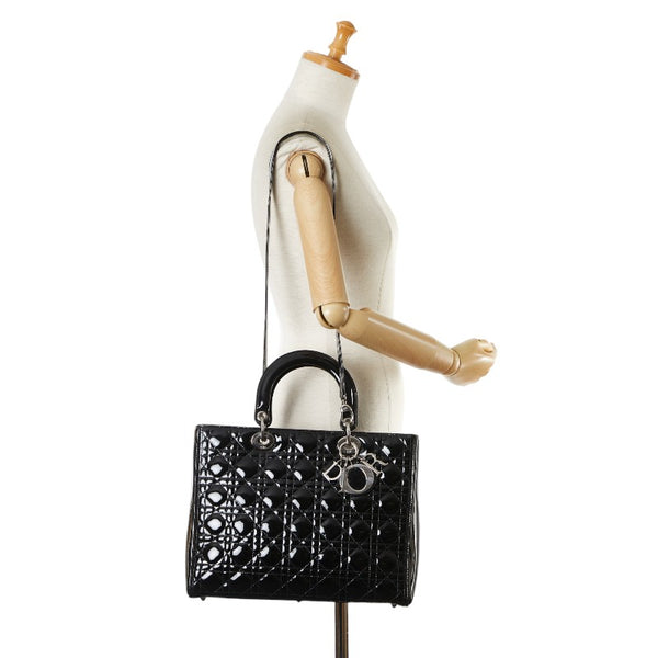 ディオール カナージュ レディディオール ハンドバッグ ショルダーバッグ 2WAY ブラック エナメル レディース Dior 【中古】