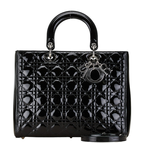 ディオール カナージュ レディディオール ハンドバッグ ショルダーバッグ 2WAY ブラック エナメル レディース Dior 【中古】