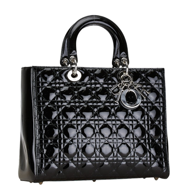 ディオール カナージュ レディディオール ハンドバッグ ショルダーバッグ 2WAY ブラック エナメル レディース Dior 【中古】