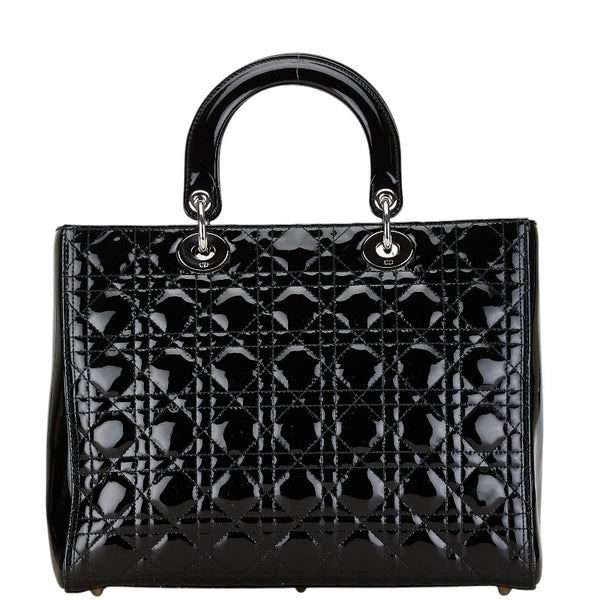 ディオール カナージュ レディディオール ハンドバッグ ショルダーバッグ 2WAY ブラック エナメル レディース Dior 【中古】