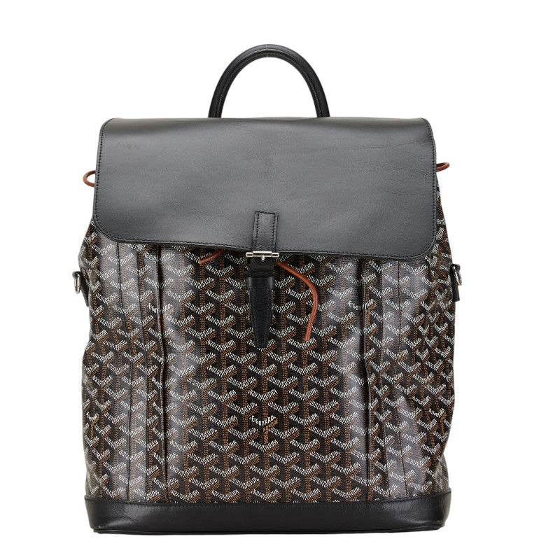 ゴヤール アルバン ミニ  デイリー ヘリンボーン柄 リュック バックパック ブラック PVC レザー レディース GOYARD 【中古】