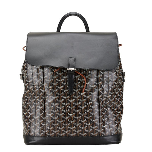 ゴヤール アルバン ミニ  デイリー ヘリンボーン柄 リュック バックパック ブラック PVC レザー レディース GOYARD 【中古】