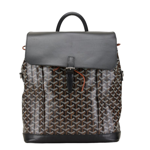 ゴヤール アルバン ミニ  デイリー ヘリンボーン柄 リュック バックパック ブラック PVC レザー レディース GOYARD 【中古】