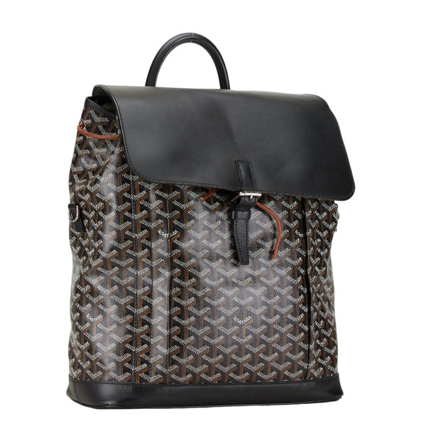 ゴヤール アルバン ミニ  デイリー ヘリンボーン柄 リュック バックパック ブラック PVC レザー レディース GOYARD 【中古】