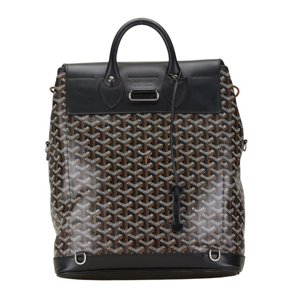 ゴヤール アルバン ミニ  デイリー ヘリンボーン柄 リュック バックパック ブラック PVC レザー レディース GOYARD 【中古】