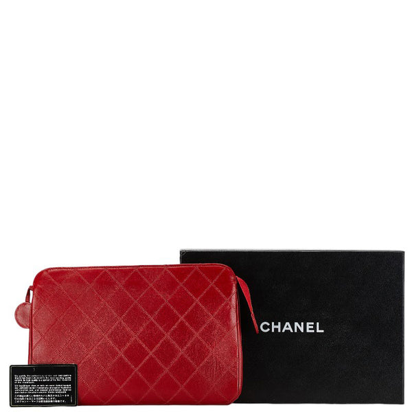 シャネル ビコローレ ココマーク セカンドバッグ クラッチバッグ レッド ラムスキン レディース CHANEL 【中古】