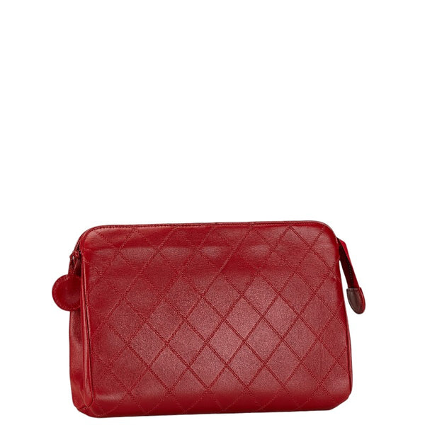 シャネル ビコローレ ココマーク セカンドバッグ クラッチバッグ レッド ラムスキン レディース CHANEL 【中古】