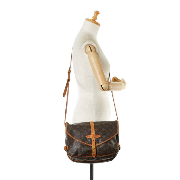 ルイ ヴィトン モノグラム ソミュール30 斜め掛け ショルダーバッグ M42256 ブラウン PVC レザー レディース LOUIS VUITTON 【中古】