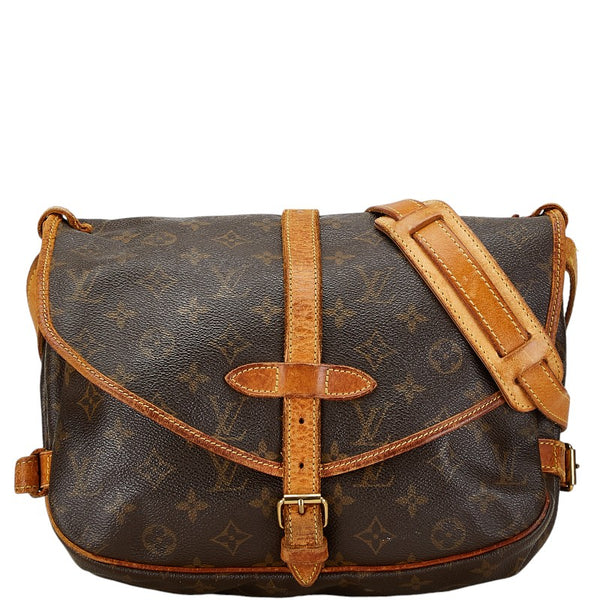 ルイ ヴィトン モノグラム ソミュール30 斜め掛け ショルダーバッグ M42256 ブラウン PVC レザー レディース LOUIS VUITTON 【中古】