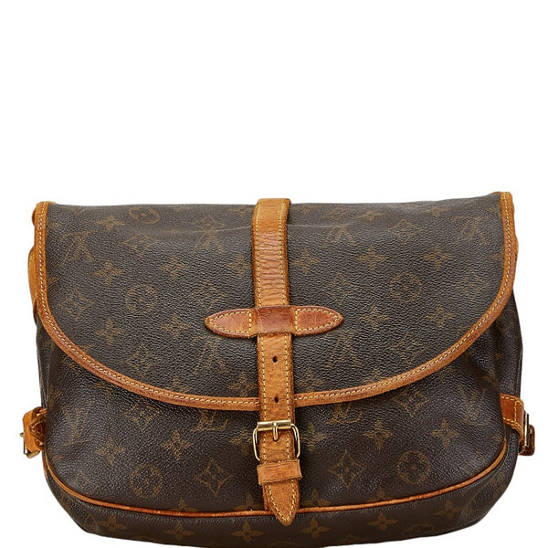 ルイ ヴィトン モノグラム ソミュール30 斜め掛け ショルダーバッグ M42256 ブラウン PVC レザー レディース LOUIS VUITTON 【中古】