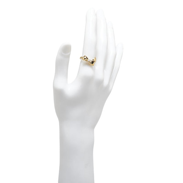 ニナリッチ K18YG イエローゴールド ダイヤ リボン モチーフ リング 指輪 レディース NINA RICCI 14.5号 【中古】