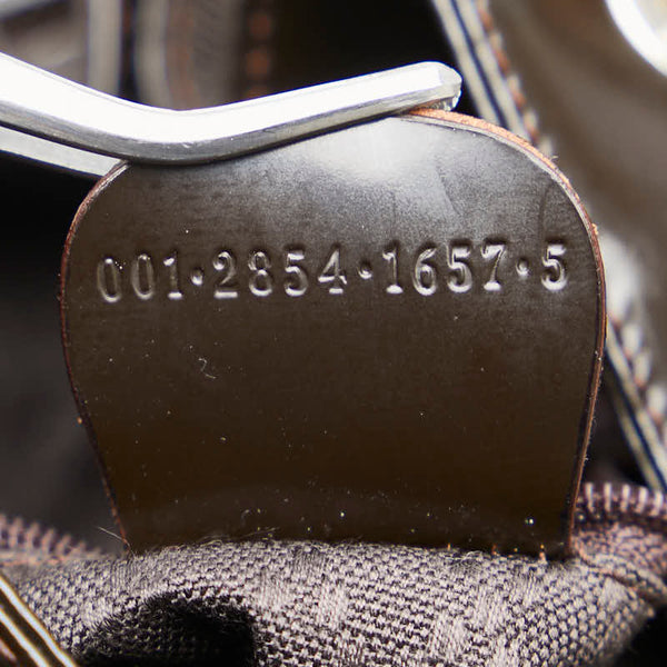 グッチ バンブー 巾着 ハンドバッグ ショルダーバッグ 2WAY 001 2854 1657 5 ブラウン ナイロン レザー レディース GUCCI 【中古】