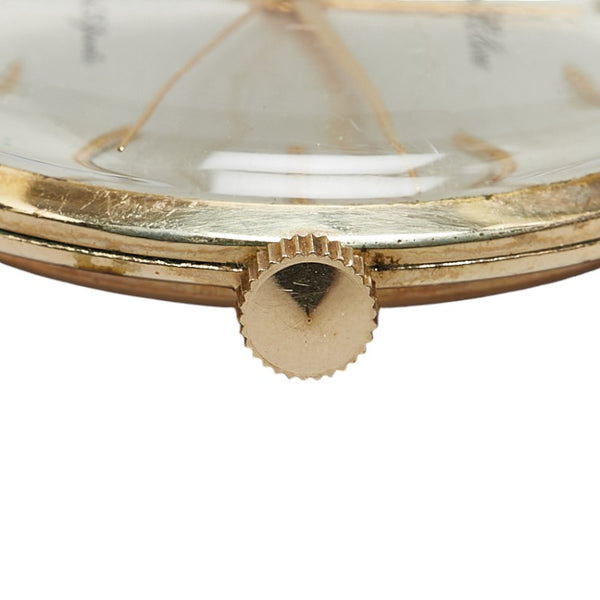 シチズン ハイライン 腕時計 HL5150708 手巻き ゴールド文字盤 K14YG イエローゴールド レザー レディース CITIZEN 【中古】